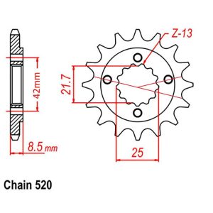 FRONT SPROCKET – STEEL 14T 520P D/D