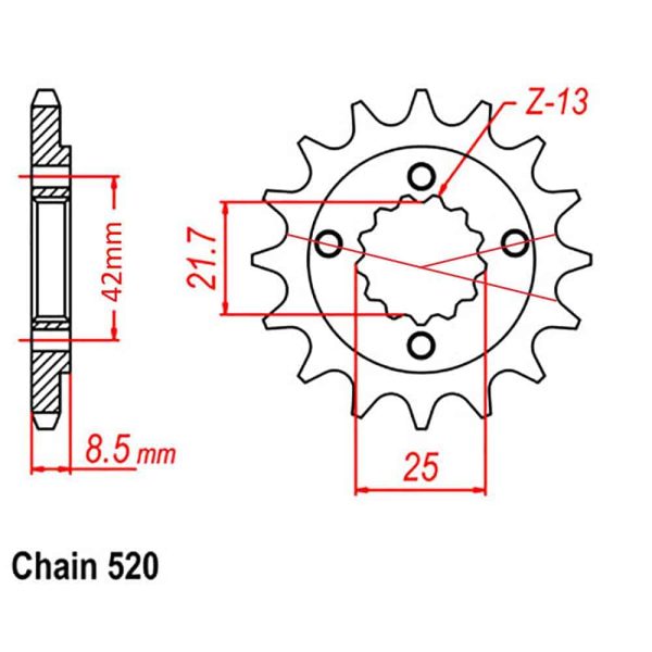 FRONT SPROCKET - STEEL 14T 520P D/D