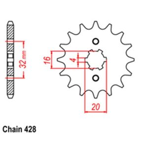 FRONT SPROCKET – STEEL 14T 428P