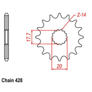 FRONT SPROCKET – STEEL 14T 428P