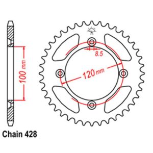 REAR SPROCKET – STEEL 50T 428P