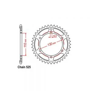 Rear Sprocket – Steel 43T 525P