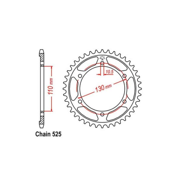 Rear Sprocket - Steel 43T 525P