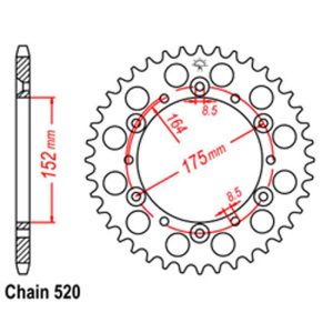 REAR SPROCKET – STEEL 50T 520P D/D