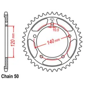 REAR SPROCKET – STEEL 44T 530P