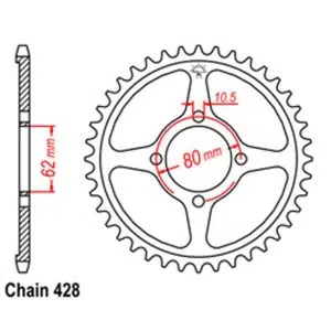 REAR SPROCKET – STEEL 54T 428P