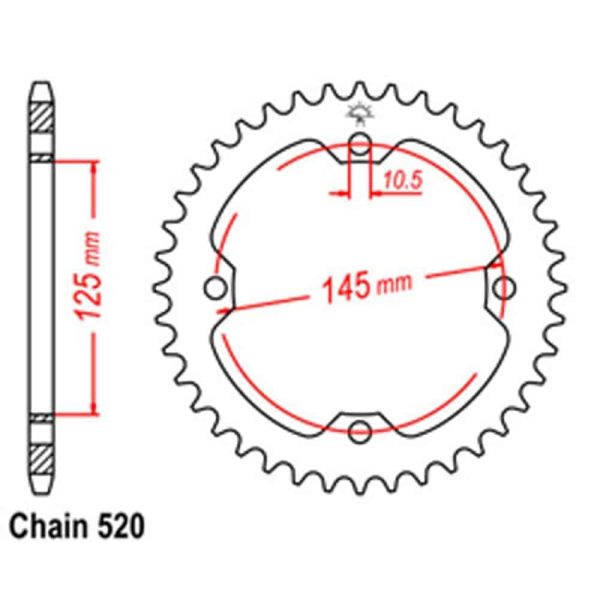 REAR SPROCKET - STEEL 38T 520P