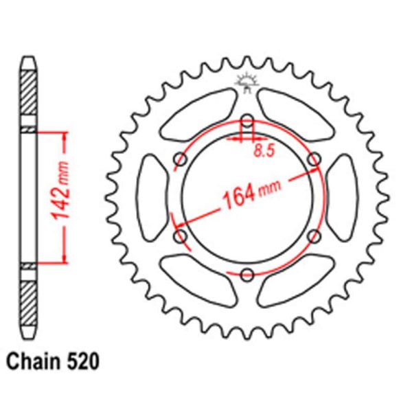 REAR SPROCKET - STEEL 46T 520P