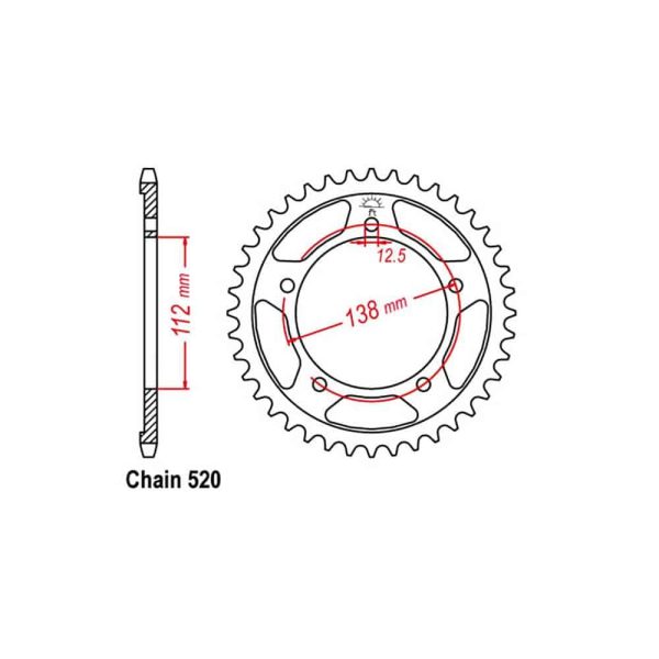 REAR SPROCKET - STEEL 41T 520P