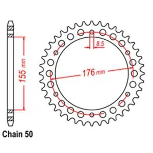 REAR SPROCKET – STEEL 43T 530P