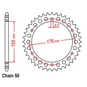 REAR SPROCKET – STEEL 45T 530P
