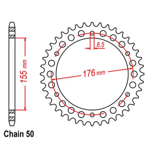 REAR SPROCKET - STEEL 45T 530P