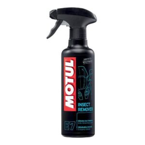 The MOTUL INSECT REMOVER 400 ML features a sleek black spray bottle with a trigger nozzle and detailed product information on its label.