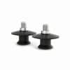 Two La Corsa Rear Stand Pick Up Knobs in black with wide bases and exposed silver screws are placed on a plain white background.