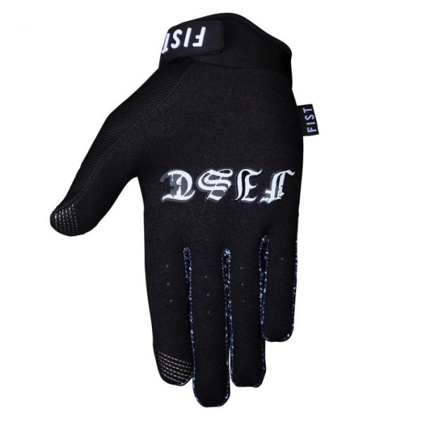 Black Fist Rodger Gloves featuring "FIST" on the cuff and "DSL" in ornate font on the back.