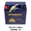 The DYNAVOLT NANO GEL BATTERY MG14-BS-C, a sleek 12V AGM battery, comes in blue with handy red and black terminals. Measuring 150 x 87 x 145 mm, it's a reliable power source for your motorcycle needs.