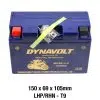 The blue DYNAVOLT NANO GEL BATTERY MG9B-4-C, with yellow tape, offers efficient 12V and 8Ah performance. It features advanced nano-gel technology in dimensions of 150 x 69 x 105mm.