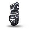 The FIVE RFX-3 black/white glove features armor protection, a brand logo on the wrist, and striking knuckle designs against a sharp white backdrop.