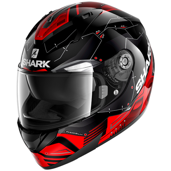 SHARK RIDILL MECCA HELMET - BLACK/RED/SILVER