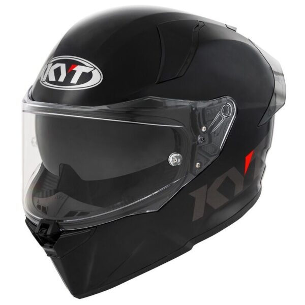 A KYT R2R Plain Helmet in matte black featuring a clear visor and front logo.