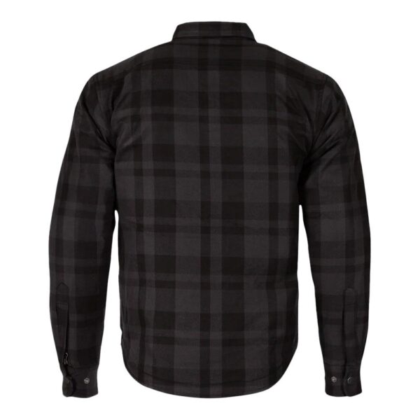 Back view of a MERLIN AXE HYDRO Waterproof Jacket in gray with long sleeves, a collar, and buttoned cuffs.