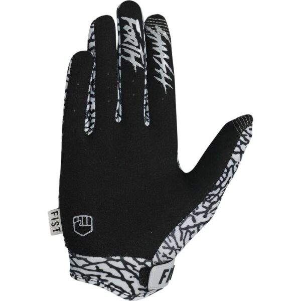 The FIST ELEPHANT GLOVES - KIDS are black gloves with white graphic patterns on the fingers and trim, plus "FIST" printed near the wrist.