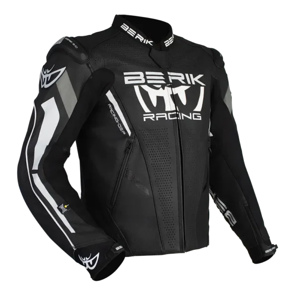 BERIK APEX LEATHER JACKET - BLACK/WHITE