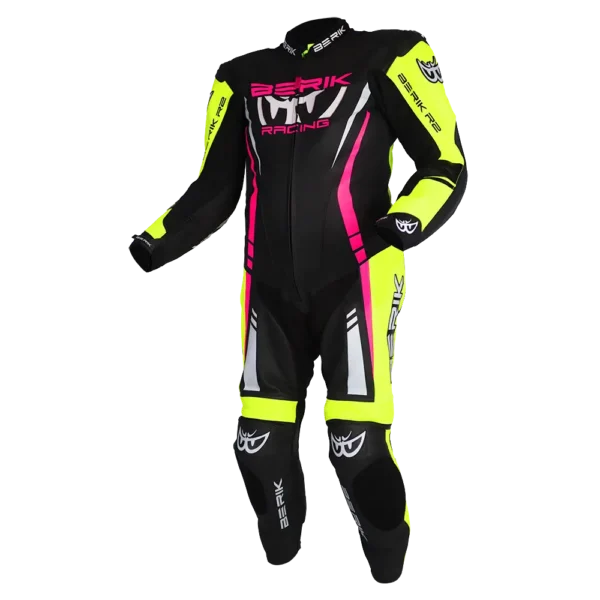 BERIK SICILY RACE SUIT - BLACK/HI-VIZ/PINK