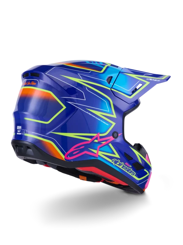 ALPINESTARS 2026 S-M7 CAST HELMET - BLUE/PINK/FLURO YELLOW - Image 4