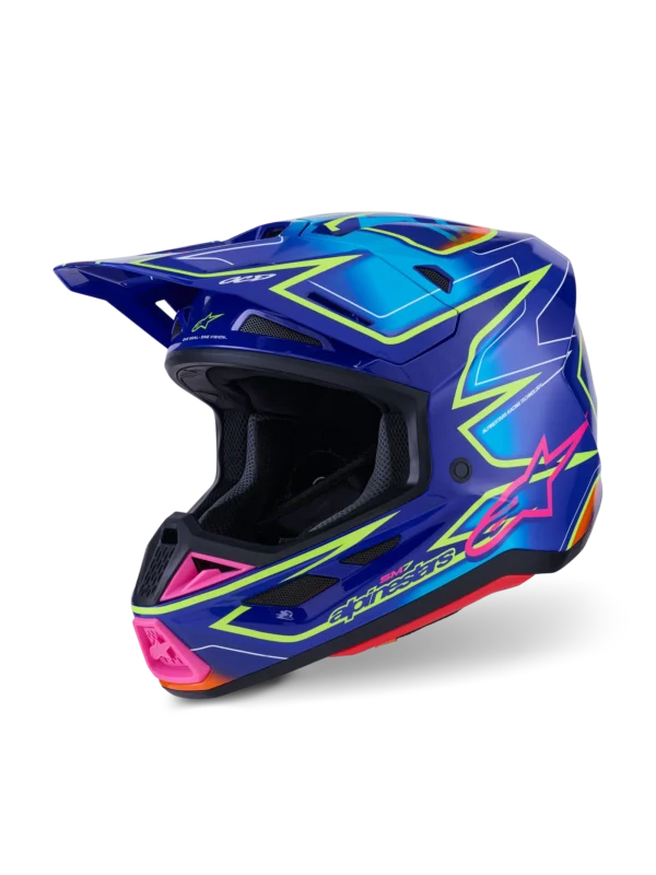 ALPINESTARS 2026 S-M7 CAST HELMET - BLUE/PINK/FLURO YELLOW - Image 6