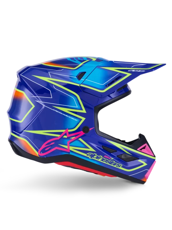 ALPINESTARS 2026 S-M7 CAST HELMET - BLUE/PINK/FLURO YELLOW - Image 2