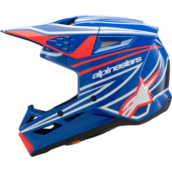 ALPINESTARS 2026 S-M3 WURX YOUTH HELMET - BLUE/RED/WHITE GLOSS - Image 2