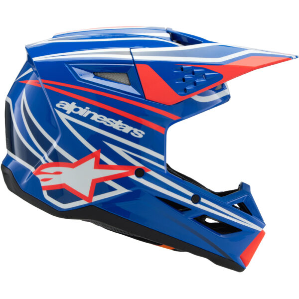 ALPINESTARS 2026 S-M3 WURX YOUTH HELMET - BLUE/RED/WHITE GLOSS - Image 4