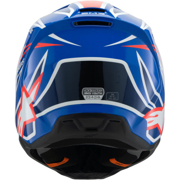 ALPINESTARS 2026 S-M3 WURX YOUTH HELMET - BLUE/RED/WHITE GLOSS - Image 6