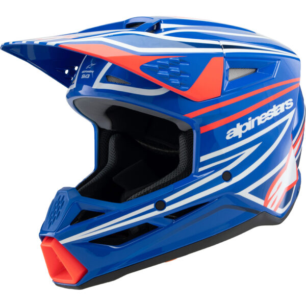 ALPINESTARS 2026 S-M3 WURX YOUTH HELMET - BLUE/RED/WHITE GLOSS