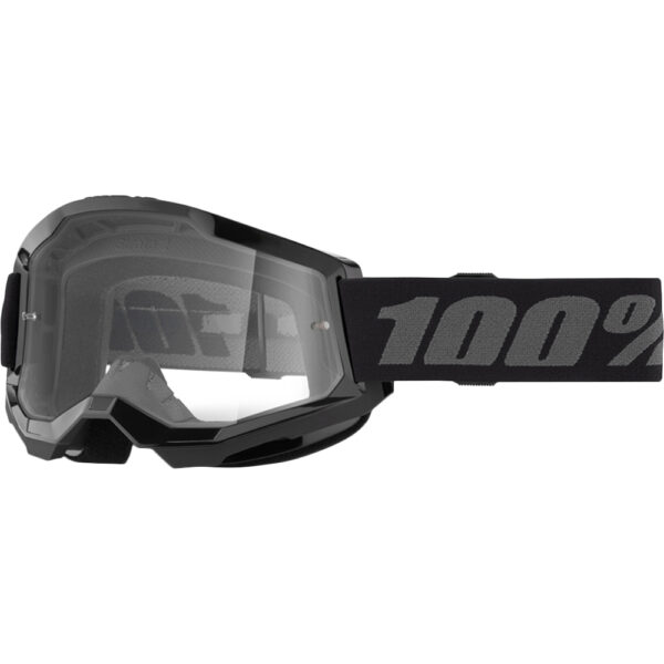100% STRATA 2 BLACK GOGGLES - CLEAR LENS