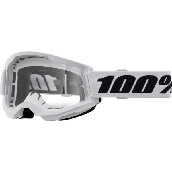 100% STRATA 2 WHITE GOGGLES - CLEAR LENS
