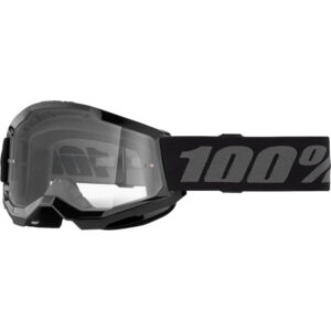 100% STRATA 2 BLACK CLEAR KIDS GOGGLES