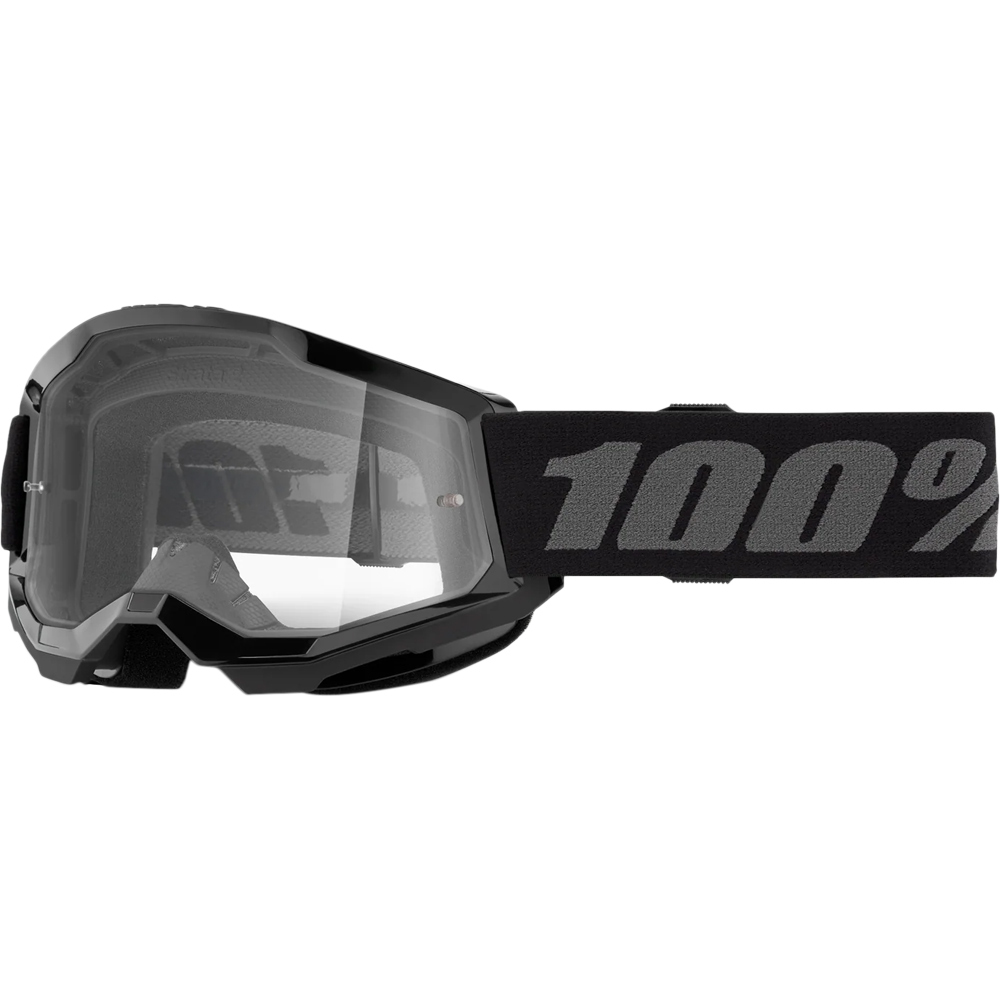 100% STRATA 2 BLACK CLEAR KIDS GOGGLES