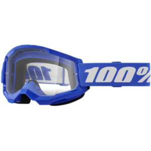100% STRATA 2 BLUE KIDS GOGGLES – CLEAR LENS