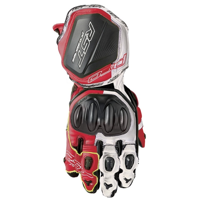 RST PRO SERIES GP D30 CE KANGAROO RACE GLOVES - BLACK/WHITE
