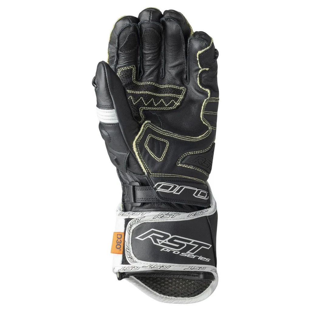 RST PRO SERIES GP D30 CE KANGAROO RACE GLOVES - BLACK/WHITE - Image 2