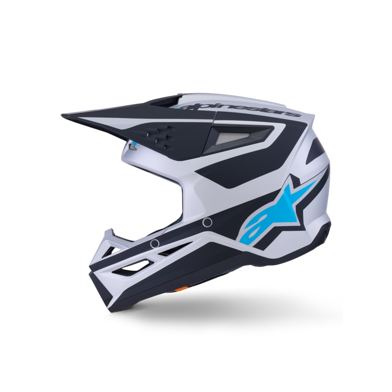 ALPINESTARS SM3 HEAT ECE 22.06 MX HELMET - SILVER/BLUE/BLACK - Image 4