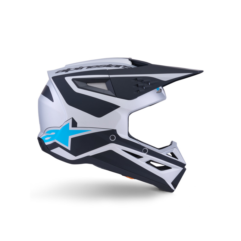 ALPINESTARS SM3 HEAT ECE 22.06 MX HELMET - SILVER/BLUE/BLACK - Image 5