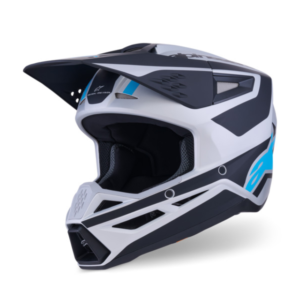 ALPINESTARS SM3 HEAT ECE 22.06 MX HELMET – SILVER/BLUE/BLACK